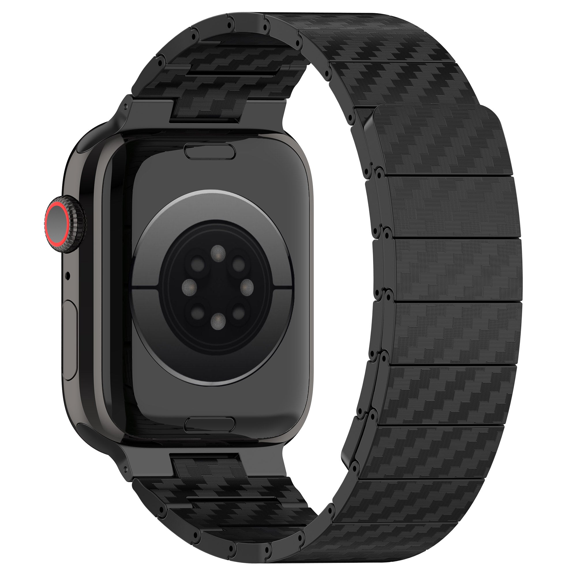 Magnetic Watch Band for Apple Watch Ultra 49mm / Series 8 7 45mm / Series 6 5 4 SE (2022) SE 44mm / Series 3 2 1 42mm , AW Carbon Fiber Texture PC Strap - Black - UNIQBUY