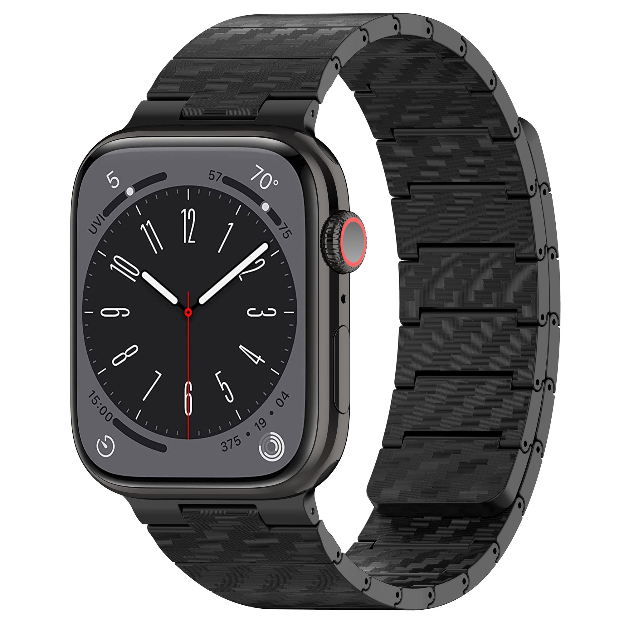 Magnetic Watch Band for Apple Watch Ultra 49mm / Series 8 7 45mm / Series 6 5 4 SE (2022) SE 44mm / Series 3 2 1 42mm , AW Carbon Fiber Texture PC Strap - Black - UNIQBUY