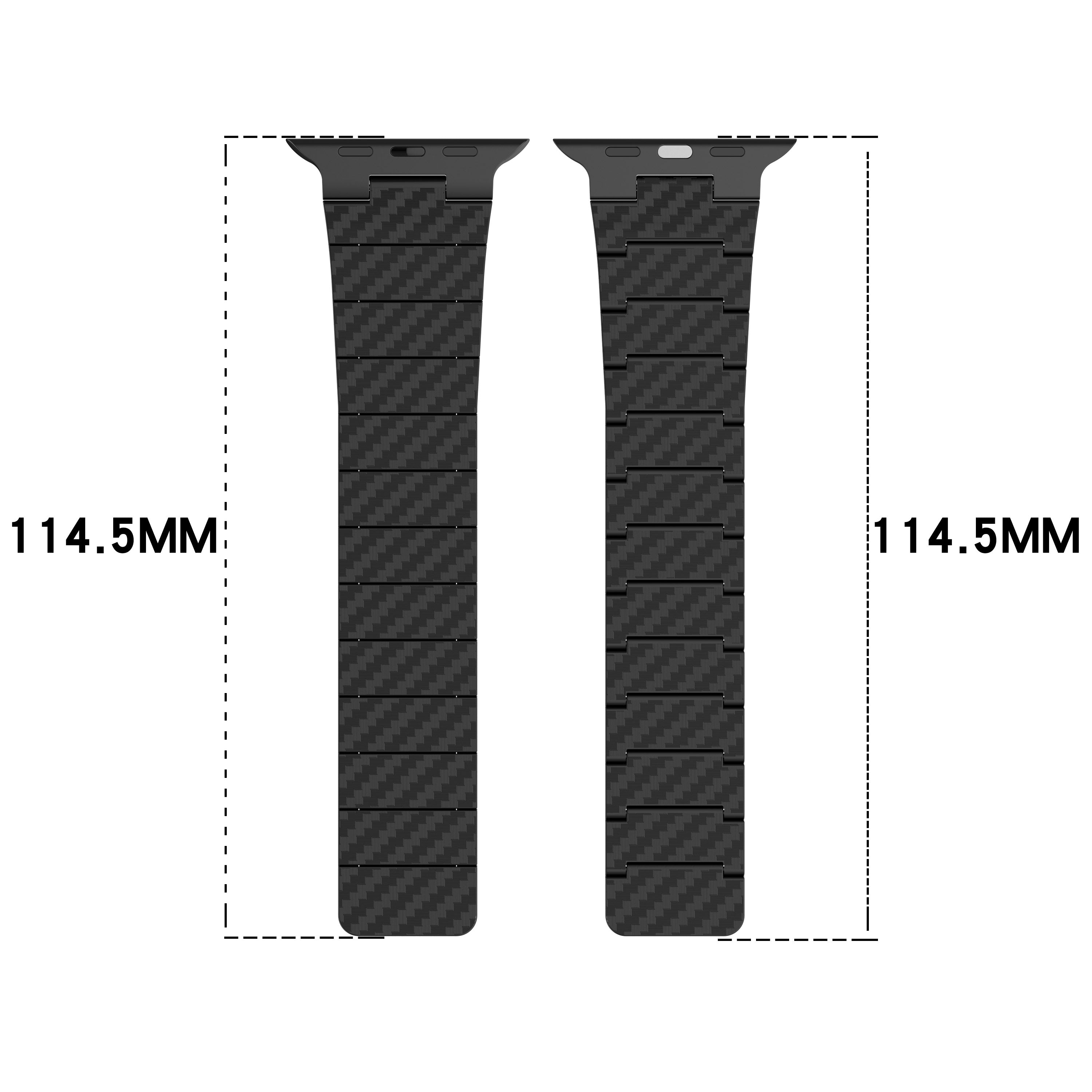 Magnetic Watch Band for Apple Watch Ultra 49mm / Series 8 7 45mm / Series 6 5 4 SE (2022) SE 44mm / Series 3 2 1 42mm , AW Carbon Fiber Texture PC Strap - Black - UNIQBUY
