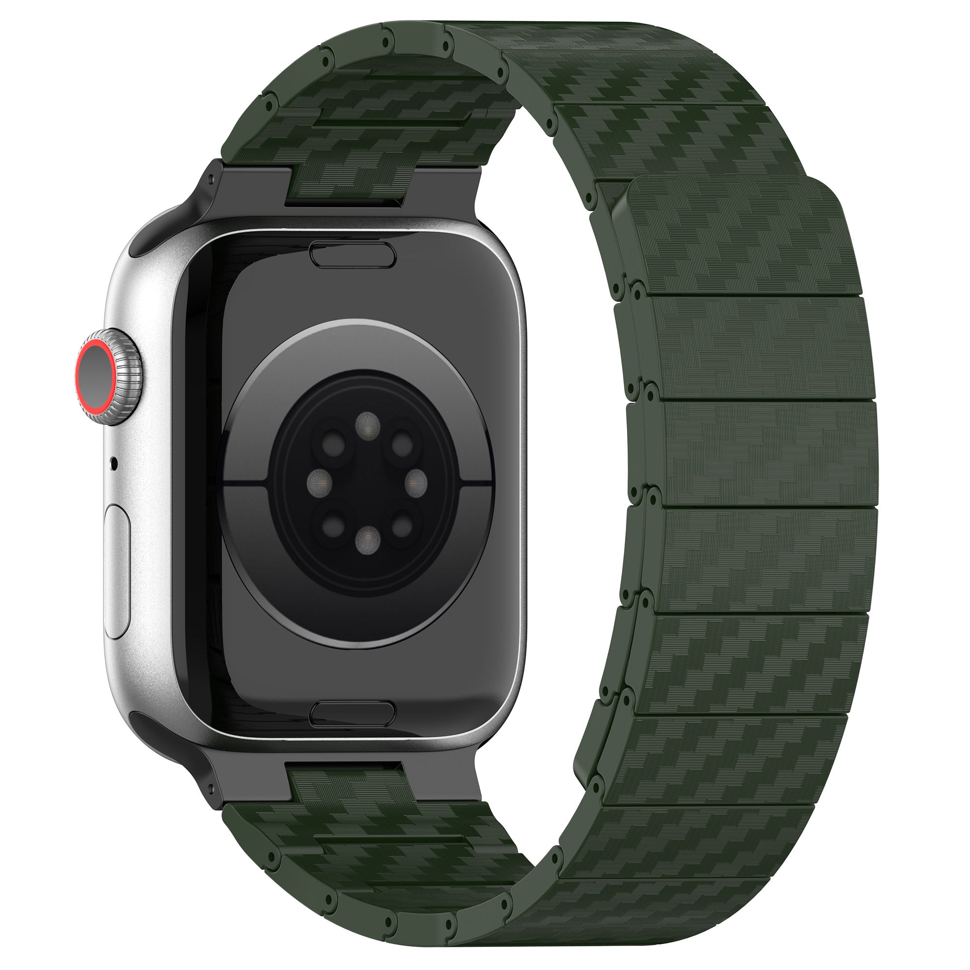 Magnetic Watch Band for Apple Watch Ultra 49mm / Series 8 7 45mm / Series 6 5 4 SE (2022) SE 44mm / Series 3 2 1 42mm , AW Carbon Fiber Texture PC Strap - Green - UNIQBUY