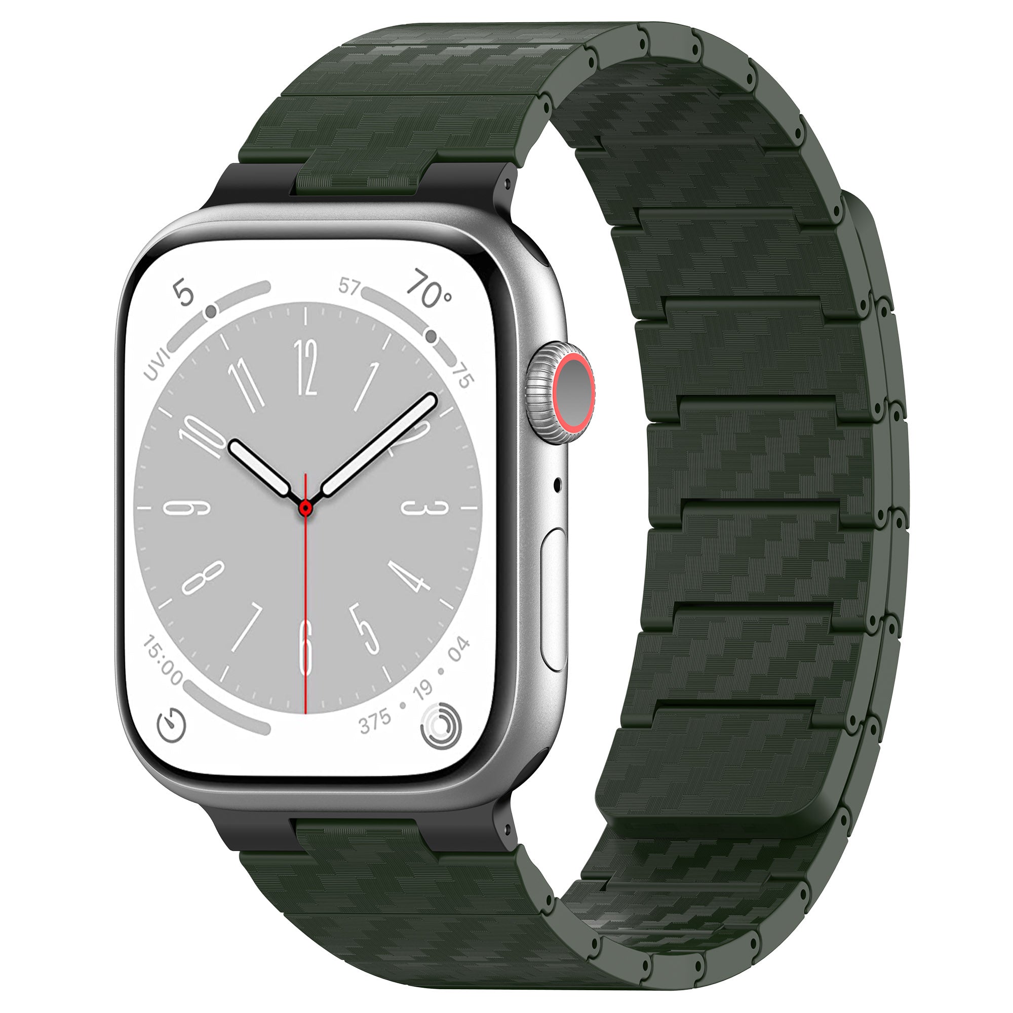 Magnetic Watch Band for Apple Watch Ultra 49mm / Series 8 7 45mm / Series 6 5 4 SE (2022) SE 44mm / Series 3 2 1 42mm , AW Carbon Fiber Texture PC Strap - Green - UNIQBUY