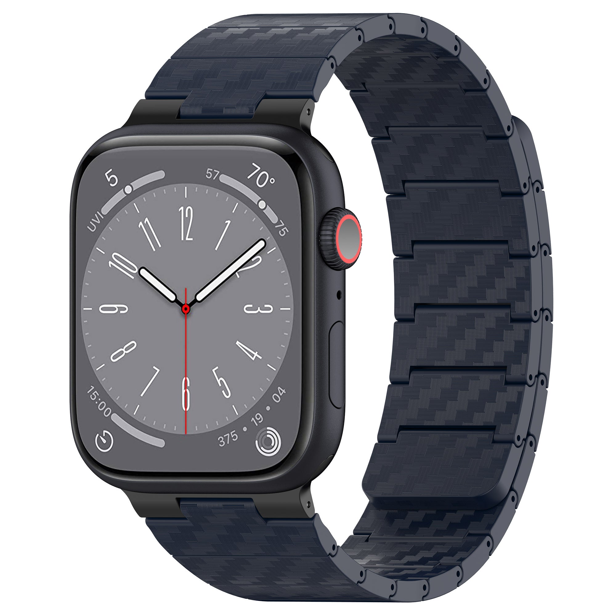 Magnetic Watch Band for Apple Watch Ultra 49mm / Series 8 7 45mm / Series 6 5 4 SE (2022) SE 44mm / Series 3 2 1 42mm , AW Carbon Fiber Texture PC Strap - Midnight Blue - UNIQBUY