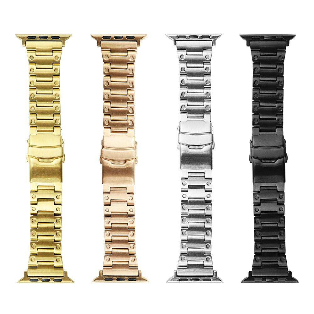 For Apple Watch Series 8 7 41mm / 6 5 4 SE SE (2022) 40mm / 3 2 1 38mm Men Watch Band Stainless Steel Dots Wrist Strap - Gold - UNIQBUY