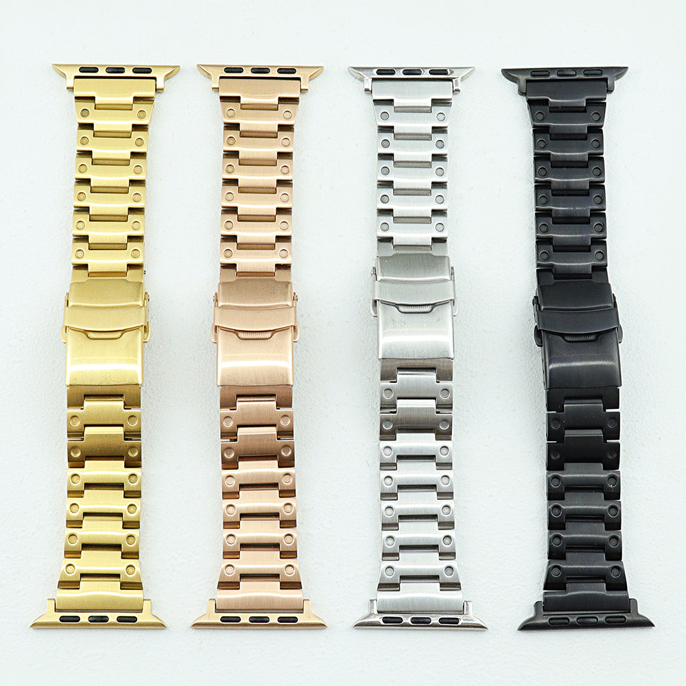 For Apple Watch Ultra 49mm / Series 8 7 45mm / 6 5 4 SE SE (2022) 44mm / 3 2 1 42mm Men Watch Strap Stainless Steel Dots Band - Silver - UNIQBUY