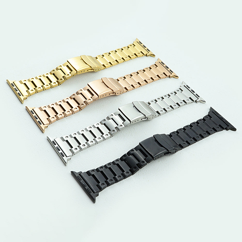 For Apple Watch Ultra 49mm / Series 8 7 45mm / 6 5 4 SE SE (2022) 44mm / 3 2 1 42mm Men Watch Strap Stainless Steel Dots Band - Rose Gold - UNIQBUY