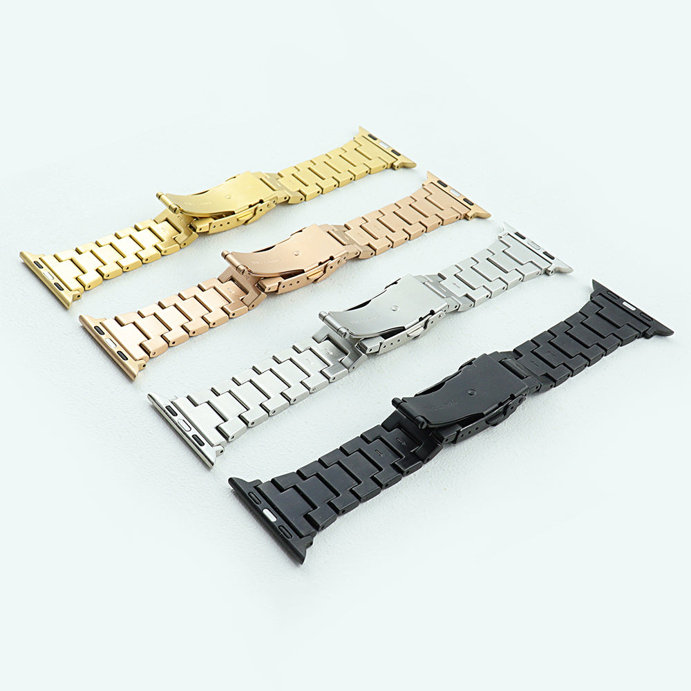 For Apple Watch Ultra 49mm / Series 8 7 45mm / 6 5 4 SE SE (2022) 44mm / 3 2 1 42mm Men Watch Strap Stainless Steel Dots Band - Rose Gold - UNIQBUY