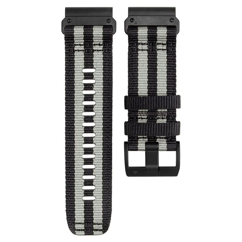 Nylon Canvas Watch Band for Garmin Fenix 7 / Forerunner 965 / 955 / 945 / 935 Quick Release Wrist Strap - Black / Grey - UNIQBUY
