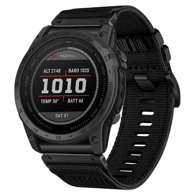 Nylon Canvas Watch Band for Garmin Fenix 7 / Forerunner 965 / 955 / 945 / 935 Quick Release Wrist Strap - Black - UNIQBUY