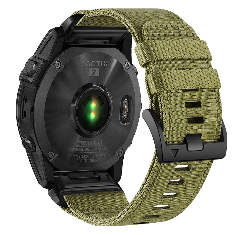 Nylon Canvas Watch Band for Garmin Fenix 7 / Forerunner 965 / 955 / 945 / 935 Quick Release Wrist Strap - Army Green - UNIQBUY