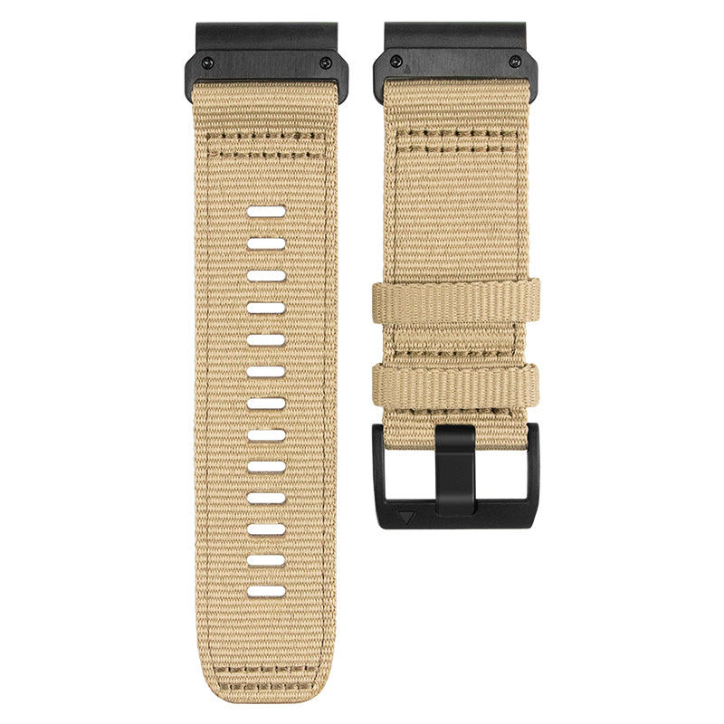 Nylon Canvas Watch Band for Garmin Fenix 7 / Forerunner 965 / 955 / 945 / 935 Quick Release Wrist Strap - Khaki - UNIQBUY