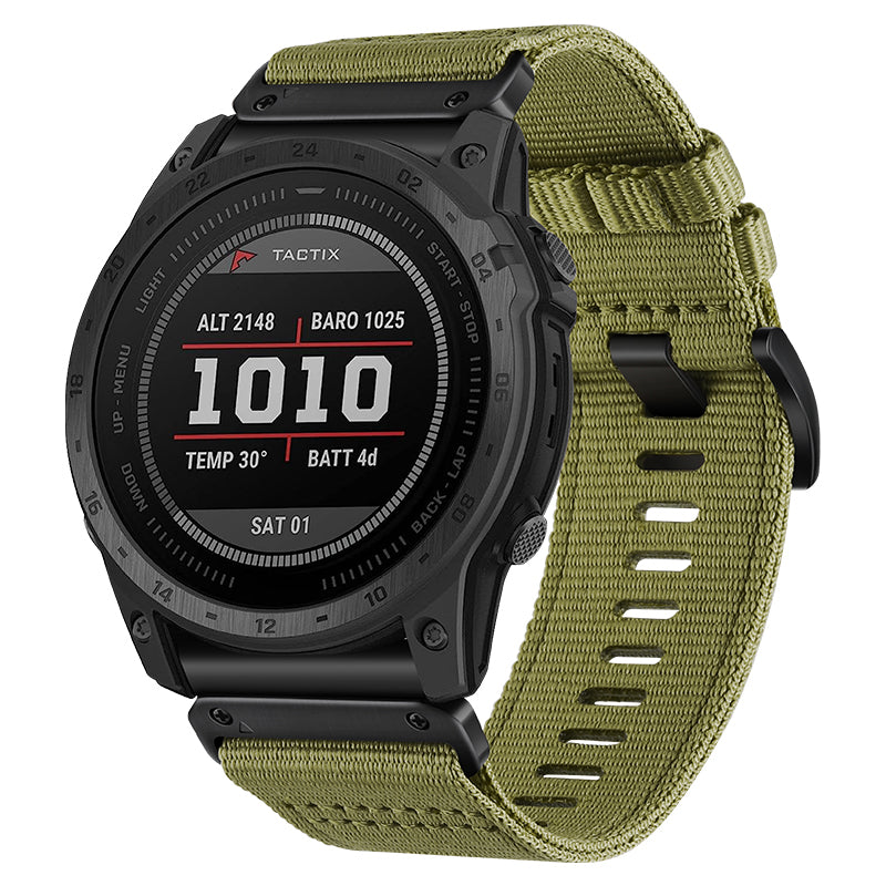Nylon Canvas Quick Release Band for Garmin Tactix 7 Pro / Fenix 7X / 6X Pro , 26mm Sport Watch Strap - Army Green - UNIQBUY