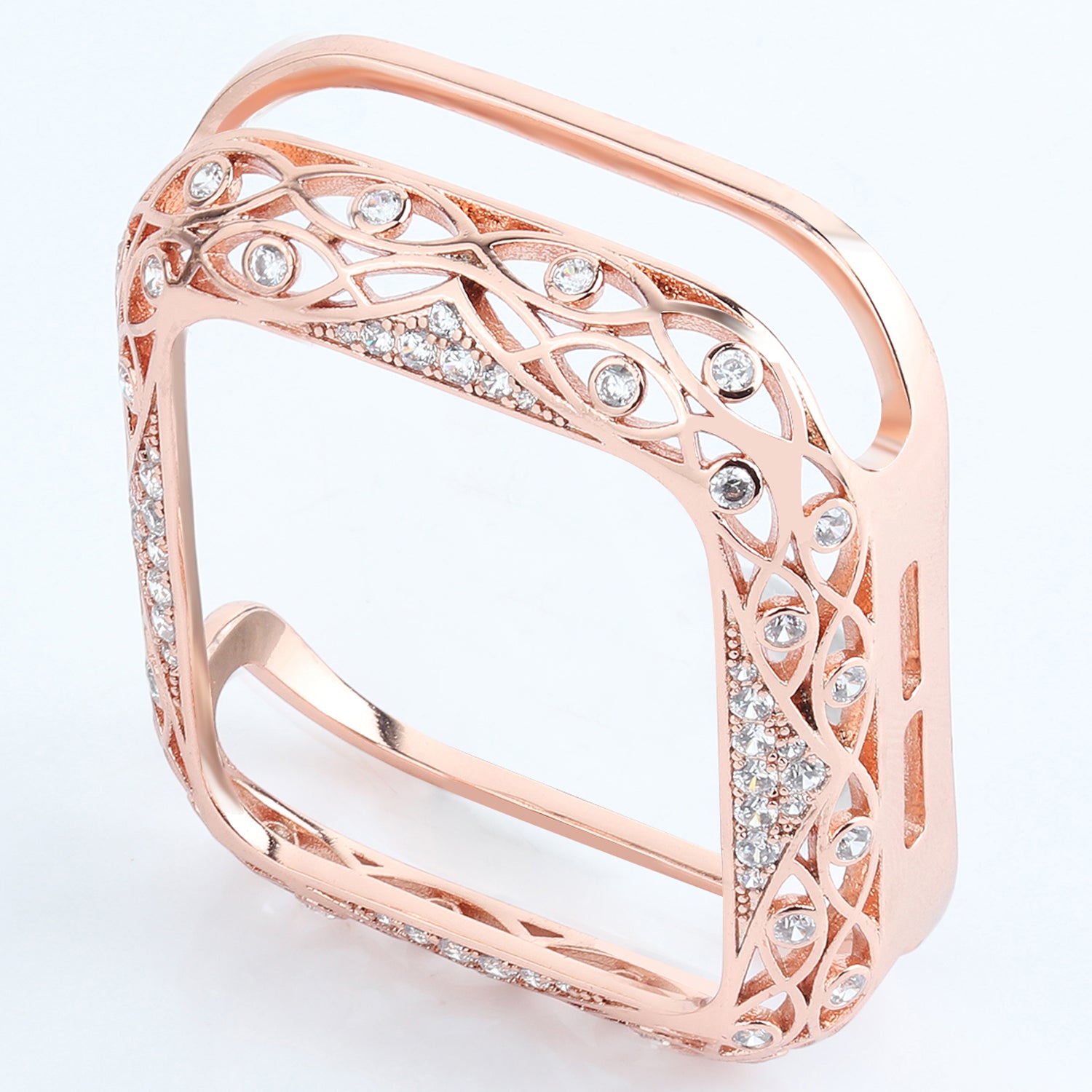 Hollow-out Zircon Decor Anti-fall Copper Watch Case Cover for Apple Watch SE / SE (2022) 40mm / Series 6 / 5 / 4 40mm - Pink - UNIQBUY