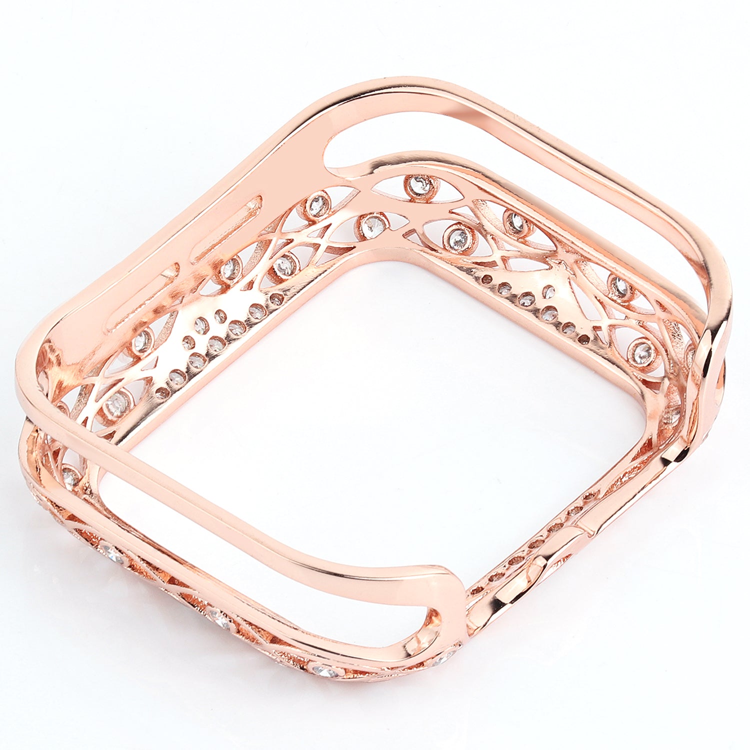 Hollow-out Zircon Decor Anti-fall Copper Watch Case Cover for Apple Watch SE / SE (2022) 40mm / Series 6 / 5 / 4 40mm - Pink - UNIQBUY