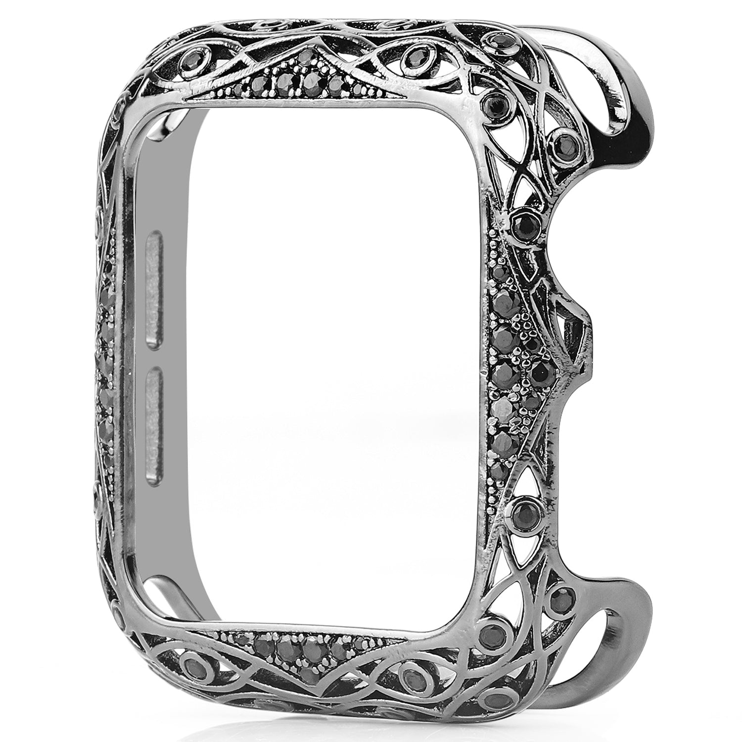 Hollow-out Zircon Decor Anti-fall Copper Watch Case Cover for Apple Watch SE / SE (2022) 40mm / Series 6 / 5 / 4 40mm - Black - UNIQBUY