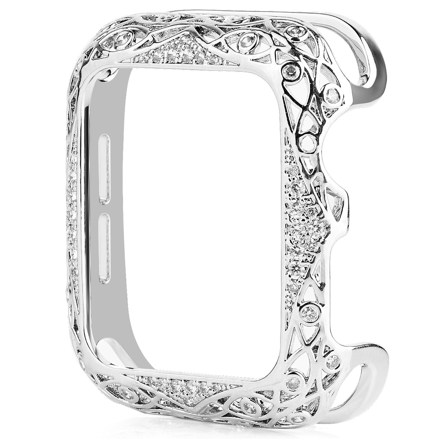 Hollow-out Zircon Decor Anti-fall Copper Watch Case Cover for Apple Watch SE / SE (2022) 40mm / Series 6 / 5 / 4 40mm - Silver - UNIQBUY