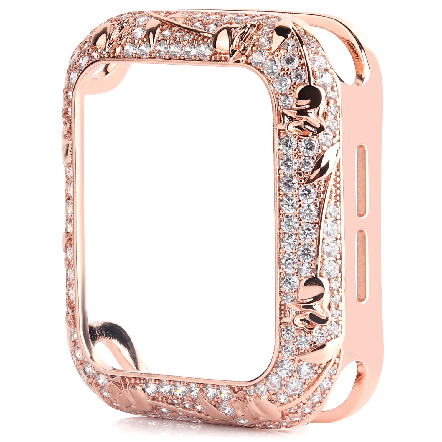Tulip Zircon Decor Copper Anti-fall Stylish Watch Case Protective Cover for Apple Watch Series 4 / 5 / 6 44mm / SE 44mm / SE (2022) 44mm - Rose Gold - UNIQBUY