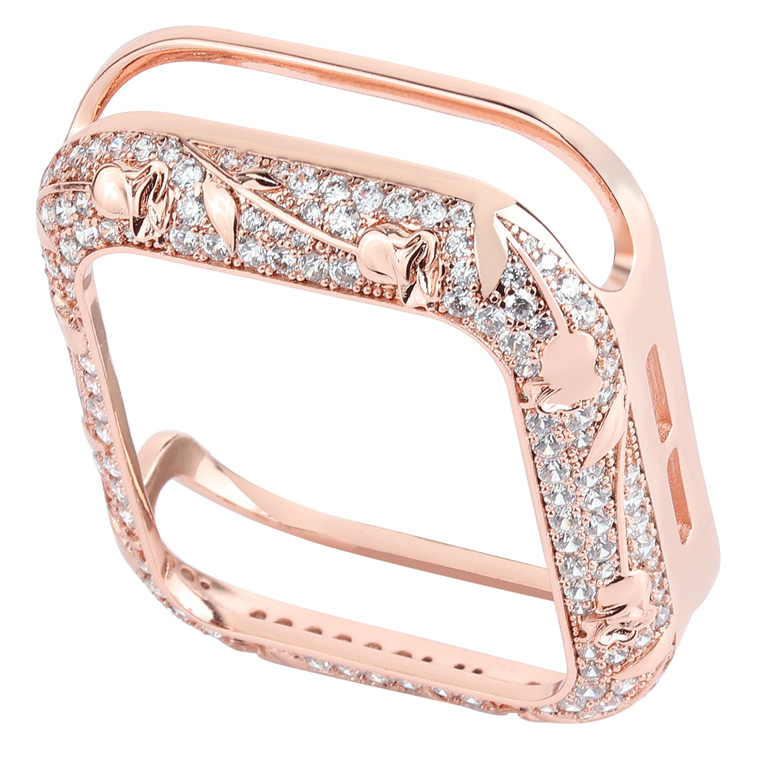 Tulip Zircon Decor Copper Anti-fall Stylish Watch Case Protective Cover for Apple Watch Series 4 / 5 / 6 44mm / SE 44mm / SE (2022) 44mm - Rose Gold - UNIQBUY