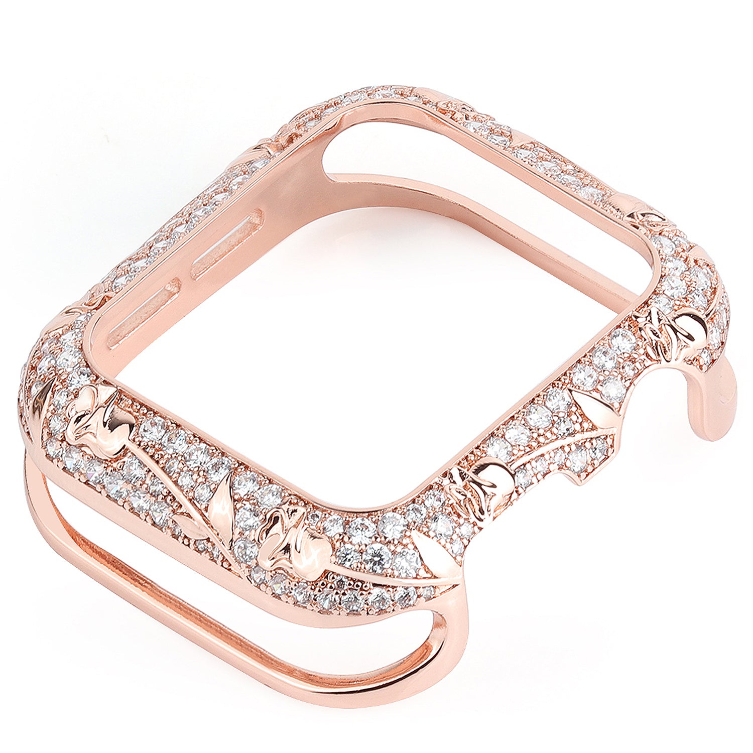 Tulip Zircon Decor Copper Anti-fall Stylish Watch Case Protective Cover for Apple Watch Series 4 / 5 / 6 44mm / SE 44mm / SE (2022) 44mm - Rose Gold - UNIQBUY
