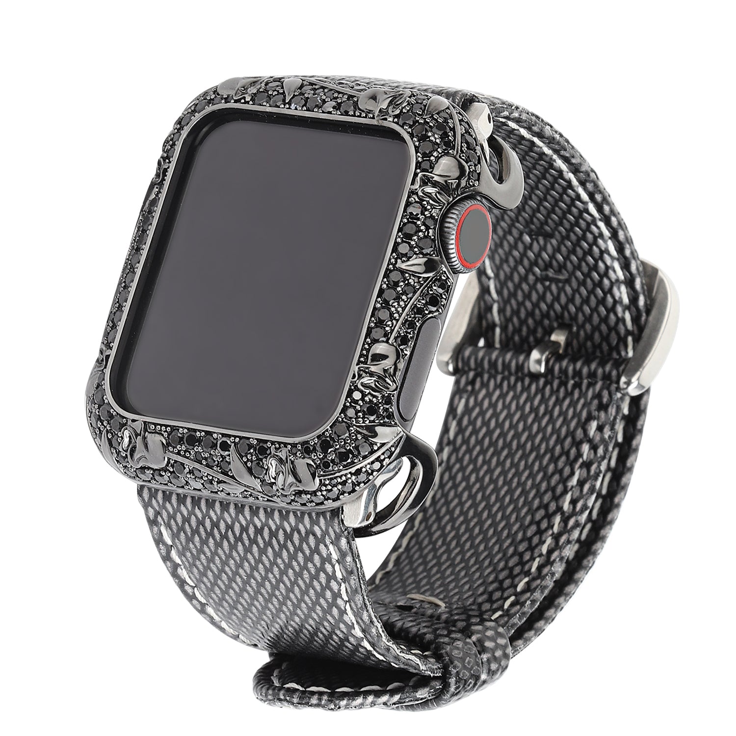 Tulip Zircon Decor Copper Anti-fall Stylish Watch Case Protective Cover for Apple Watch Series 4 / 5 / 6 44mm / SE 44mm / SE (2022) 44mm - Black - UNIQBUY