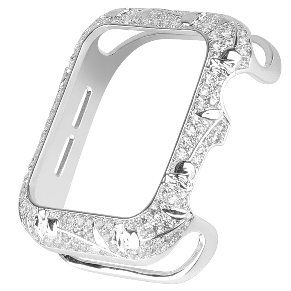 Tulip Zircon Decor Copper Anti-fall Stylish Watch Case Protective Cover for Apple Watch Series 4 / 5 / 6 44mm / SE 44mm / SE (2022) 44mm - Silver - UNIQBUY