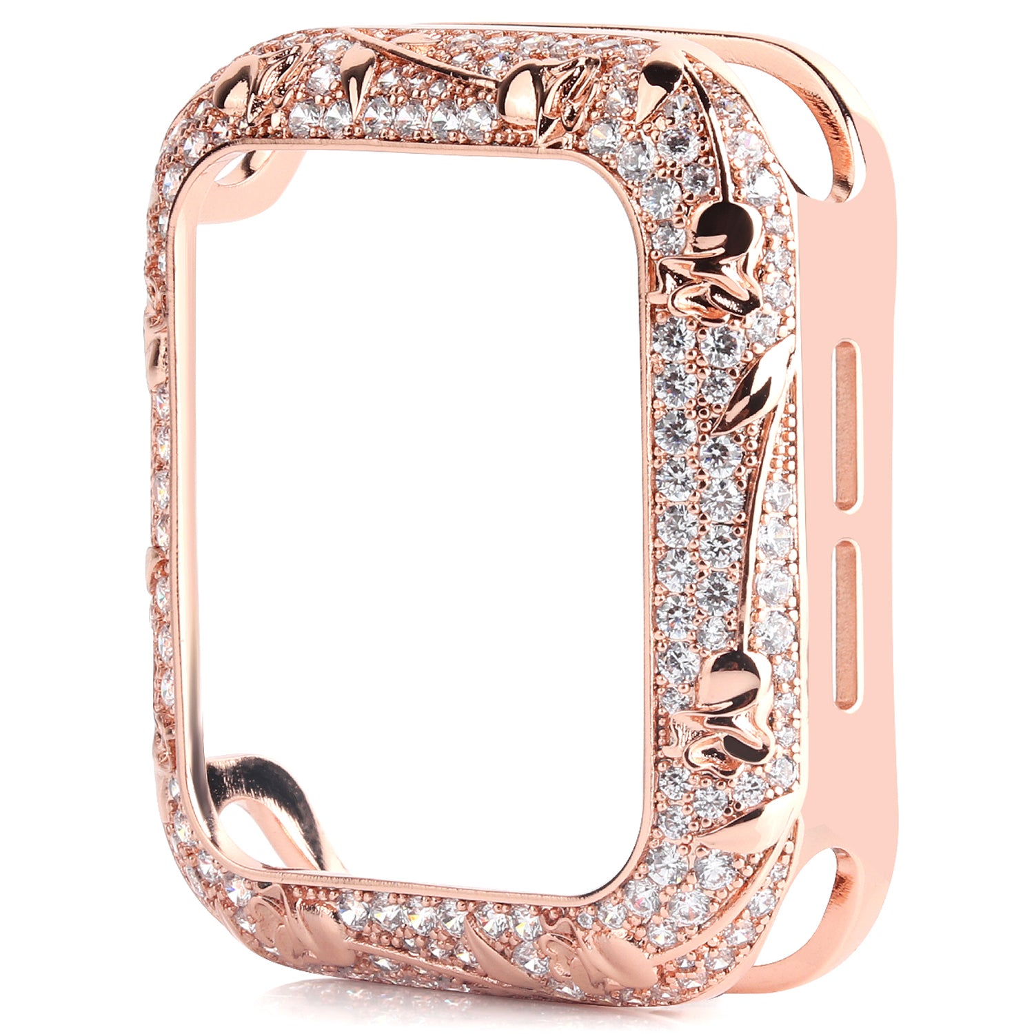 Tulip Zircon Decor Copper Watch Case Protective Cover for Apple Watch SE / SE (2022) 40mm / Series 6 / 5 / 4 40mm - Rose Gold - UNIQBUY