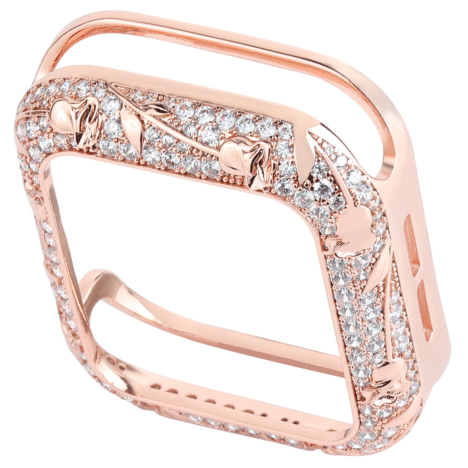 Tulip Zircon Decor Copper Watch Case Protective Cover for Apple Watch SE / SE (2022) 40mm / Series 6 / 5 / 4 40mm - Rose Gold - UNIQBUY