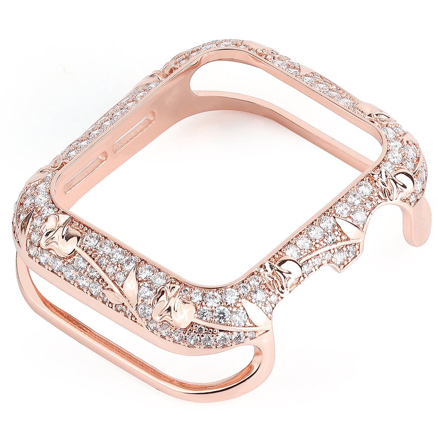 Tulip Zircon Decor Copper Watch Case Protective Cover for Apple Watch SE / SE (2022) 40mm / Series 6 / 5 / 4 40mm - Rose Gold - UNIQBUY