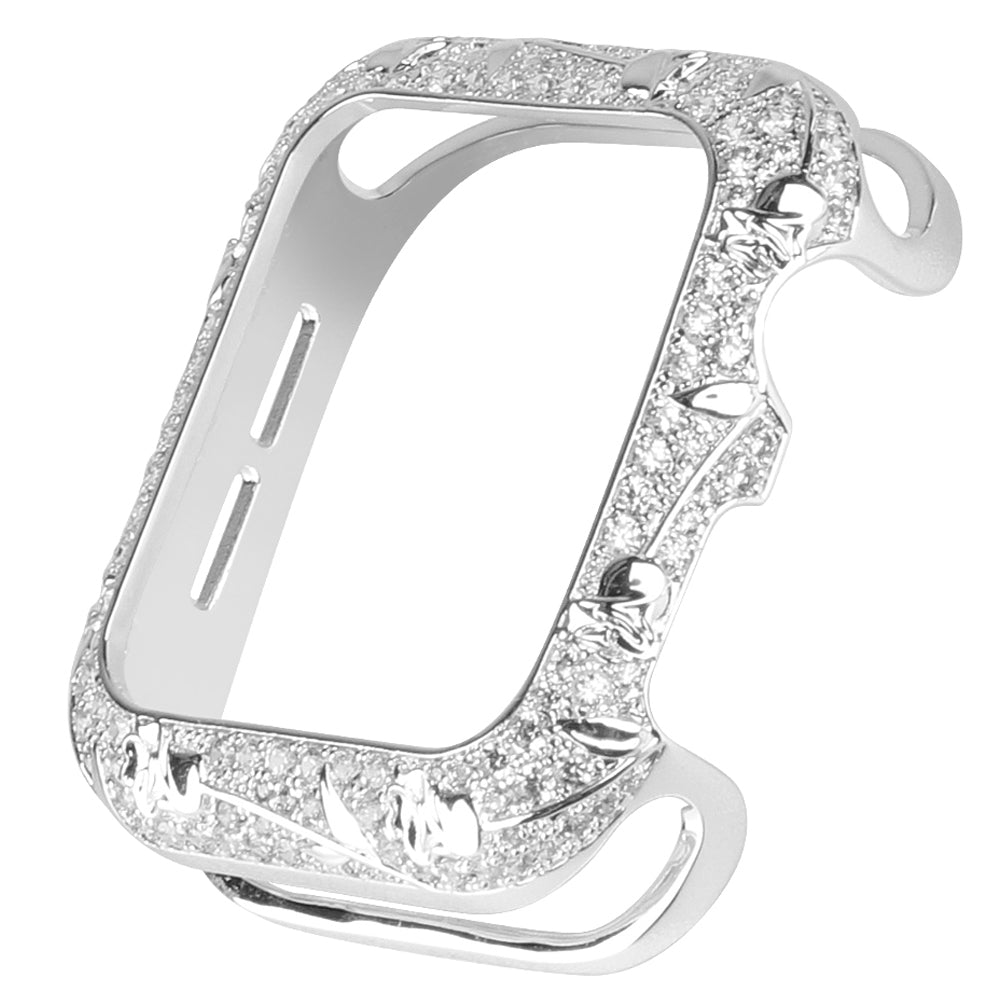 Tulip Zircon Decor Copper Watch Case Protective Cover for Apple Watch SE / SE (2022) 40mm / Series 6 / 5 / 4 40mm - Silver - UNIQBUY
