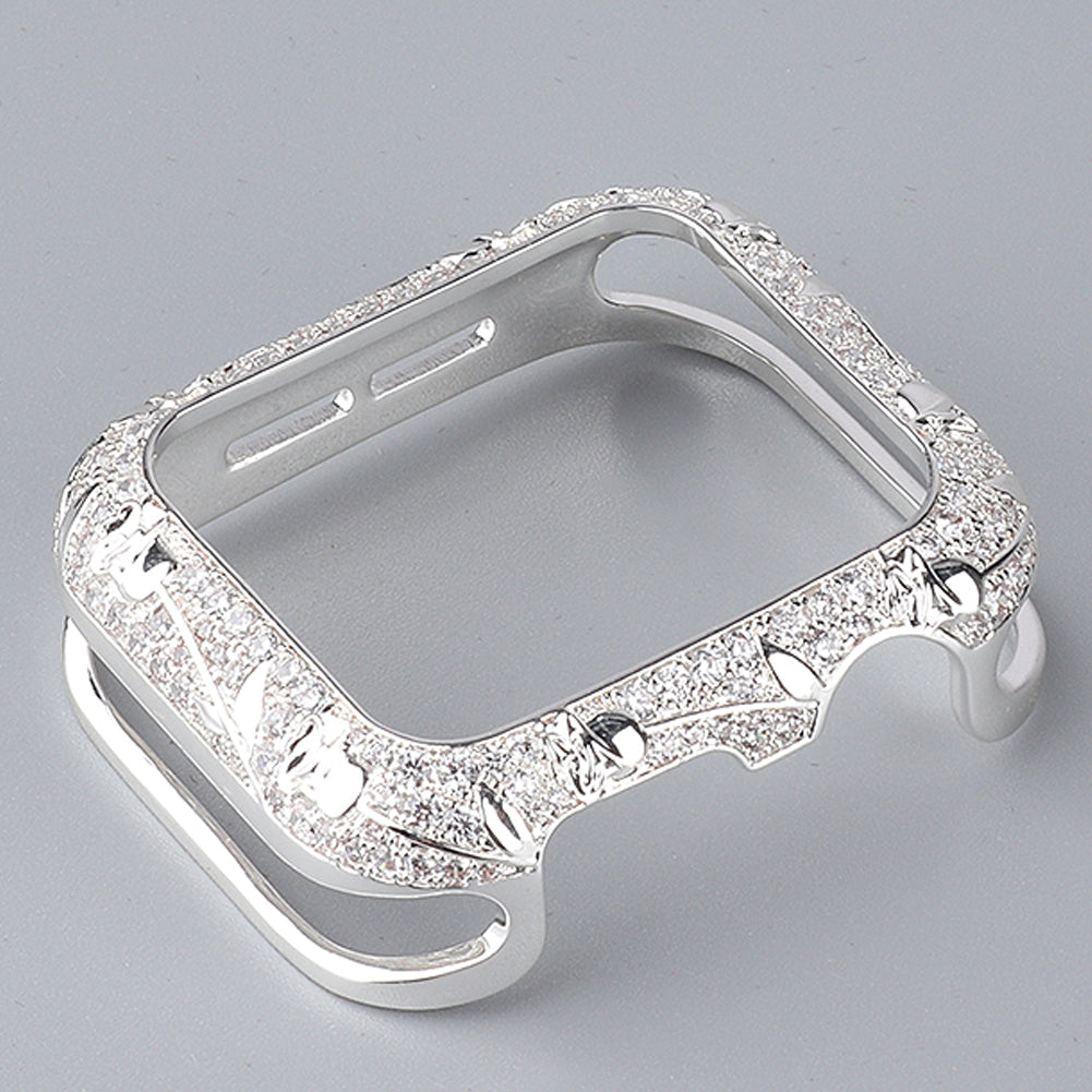 Tulip Zircon Decor Copper Watch Case Protective Cover for Apple Watch SE / SE (2022) 40mm / Series 6 / 5 / 4 40mm - Silver - UNIQBUY