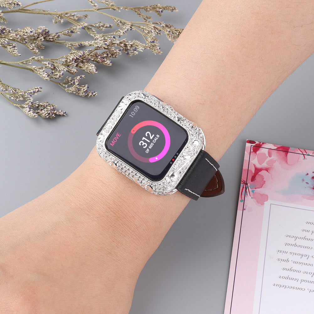 Tulip Zircon Decor Copper Watch Case Protective Cover for Apple Watch SE / SE (2022) 40mm / Series 6 / 5 / 4 40mm - Silver - UNIQBUY