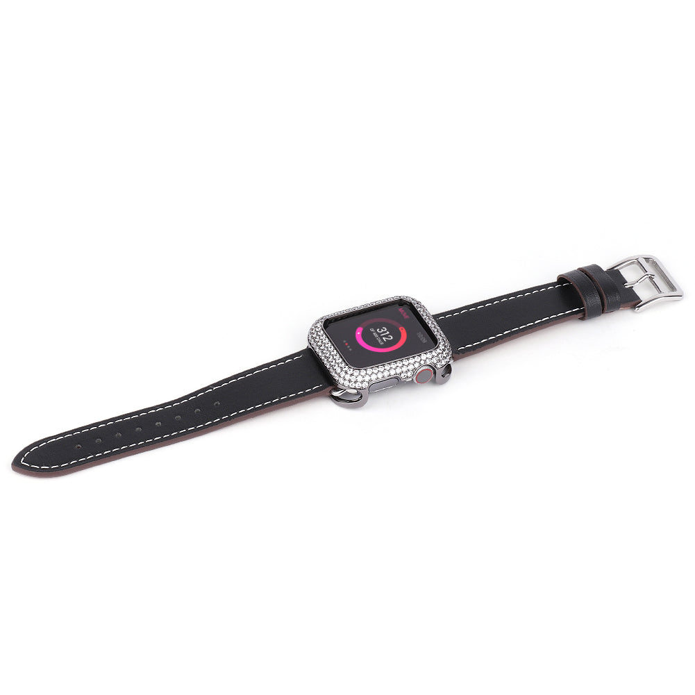 Zircon Decor Copper Anti-Scratch Watch Case Protective Cover for Apple Watch Series 4 / 5 / 6 44mm / SE 44mm / SE (2022) 44mm - Grey - UNIQBUY