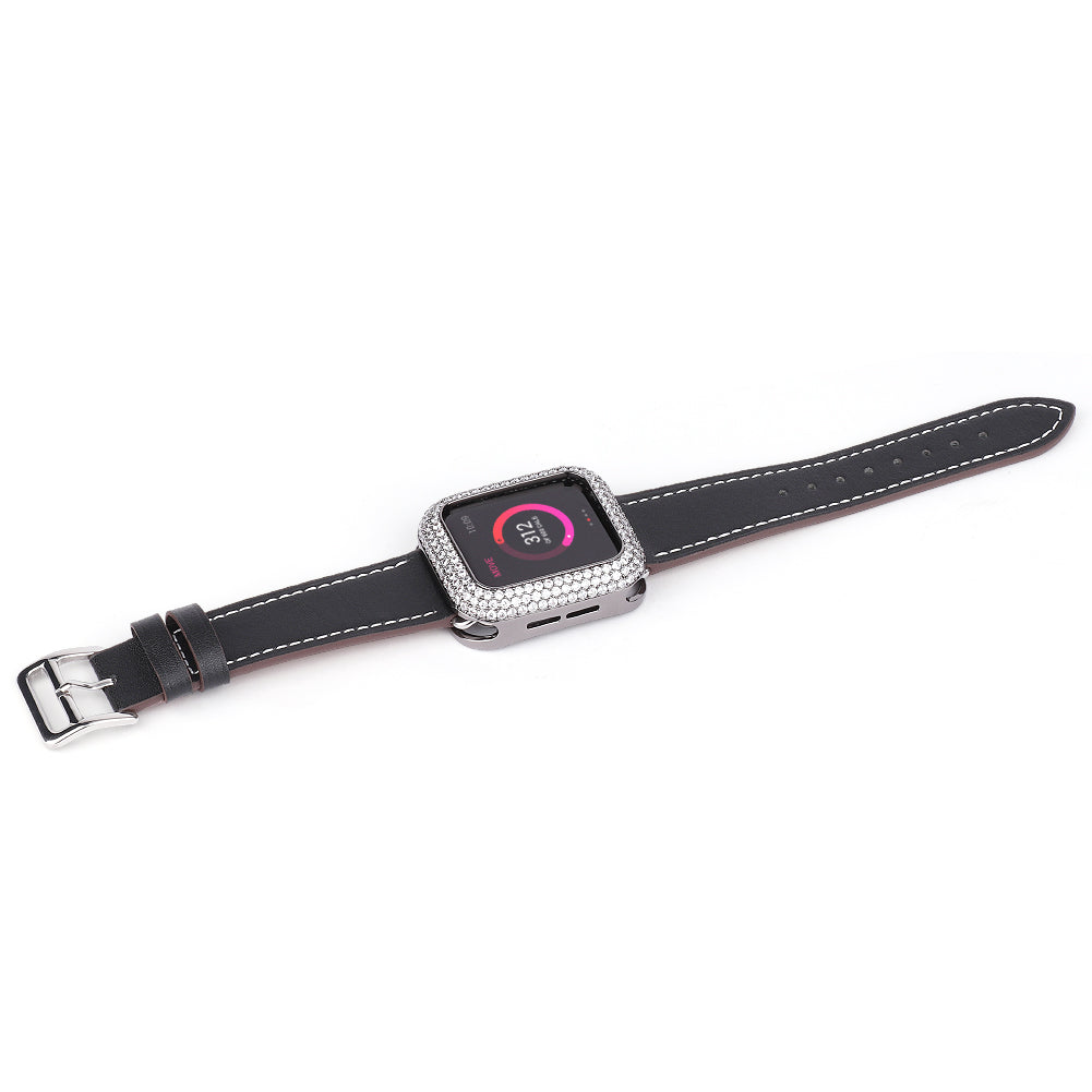 Zircon Decor Copper Anti-Scratch Watch Case Protective Cover for Apple Watch Series 4 / 5 / 6 44mm / SE 44mm / SE (2022) 44mm - Grey - UNIQBUY