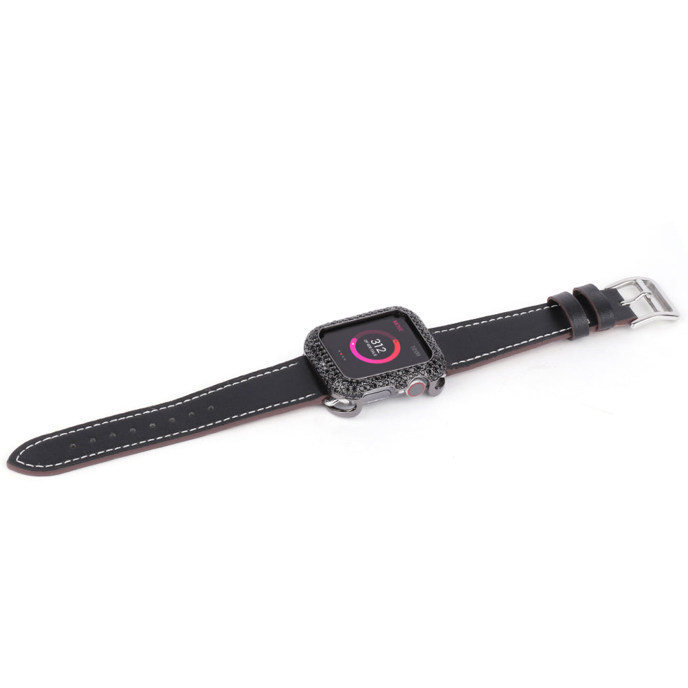 Zircon Decor Scratch-resistant Copper Watch Case Protective Cover for Apple Watch SE / SE (2022) 40mm / Series 6 / 5 / 4 40mm - Black - UNIQBUY