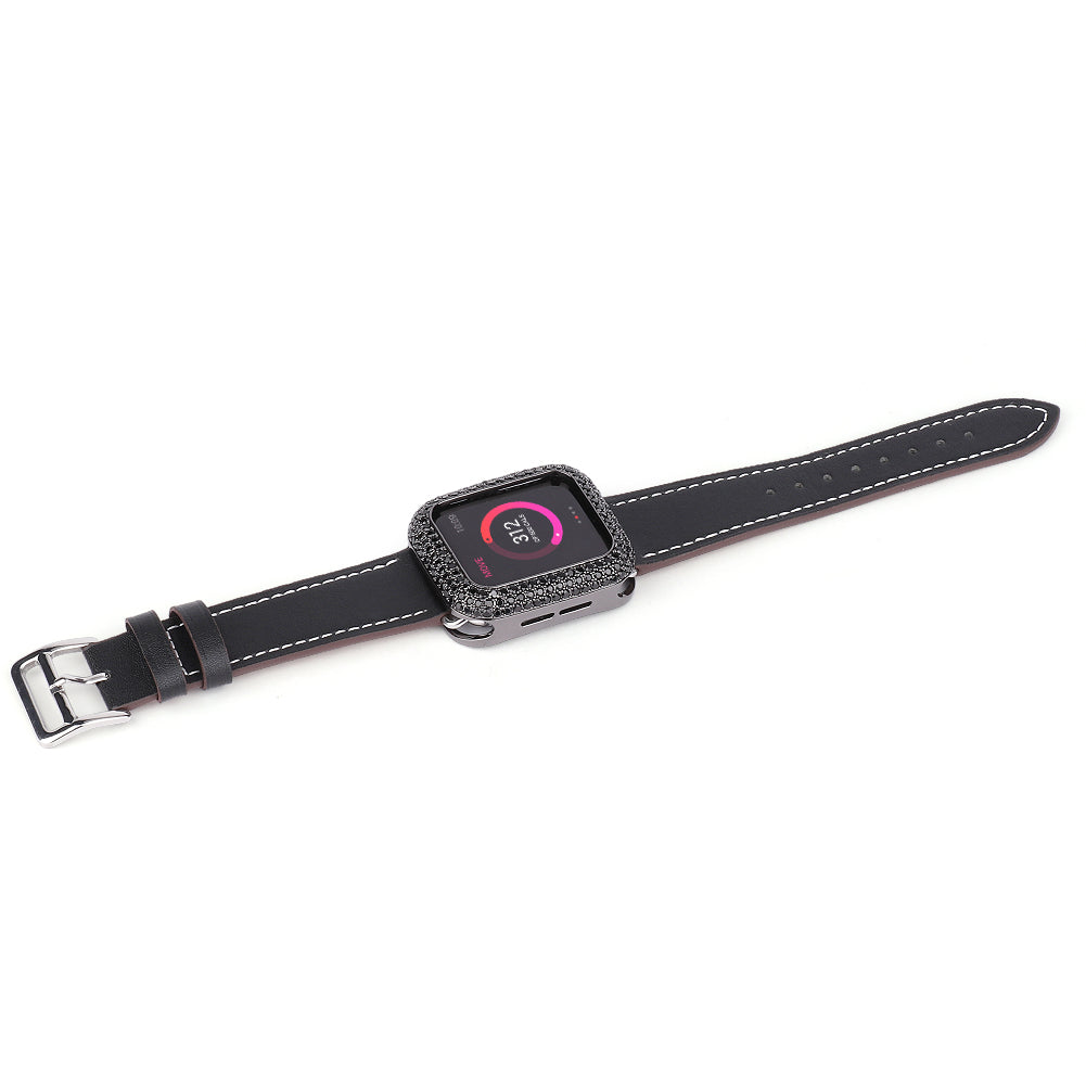 Zircon Decor Scratch-resistant Copper Watch Case Protective Cover for Apple Watch SE / SE (2022) 40mm / Series 6 / 5 / 4 40mm - Black - UNIQBUY