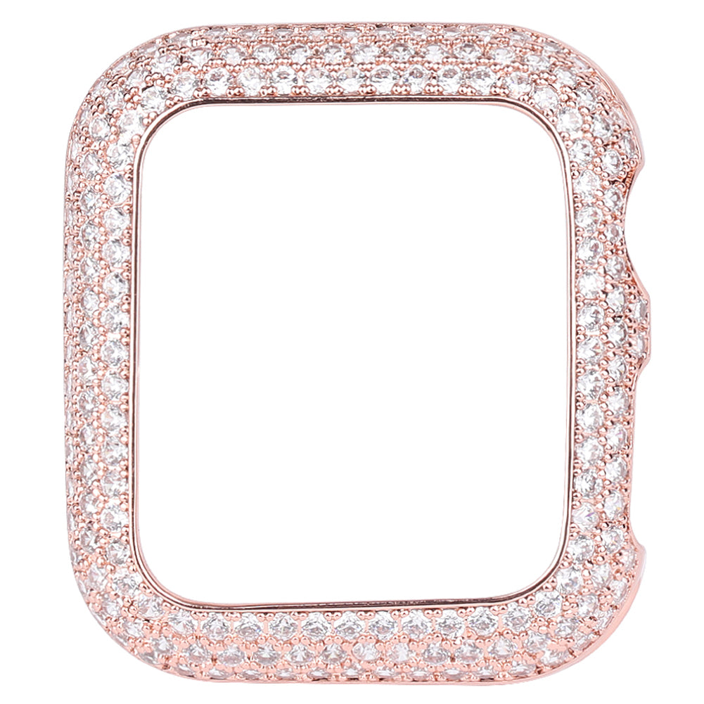 Zircon Decor Scratch-resistant Copper Watch Case Protective Cover for Apple Watch SE / SE (2022) 40mm / Series 6 / 5 / 4 40mm - Rose Gold - UNIQBUY