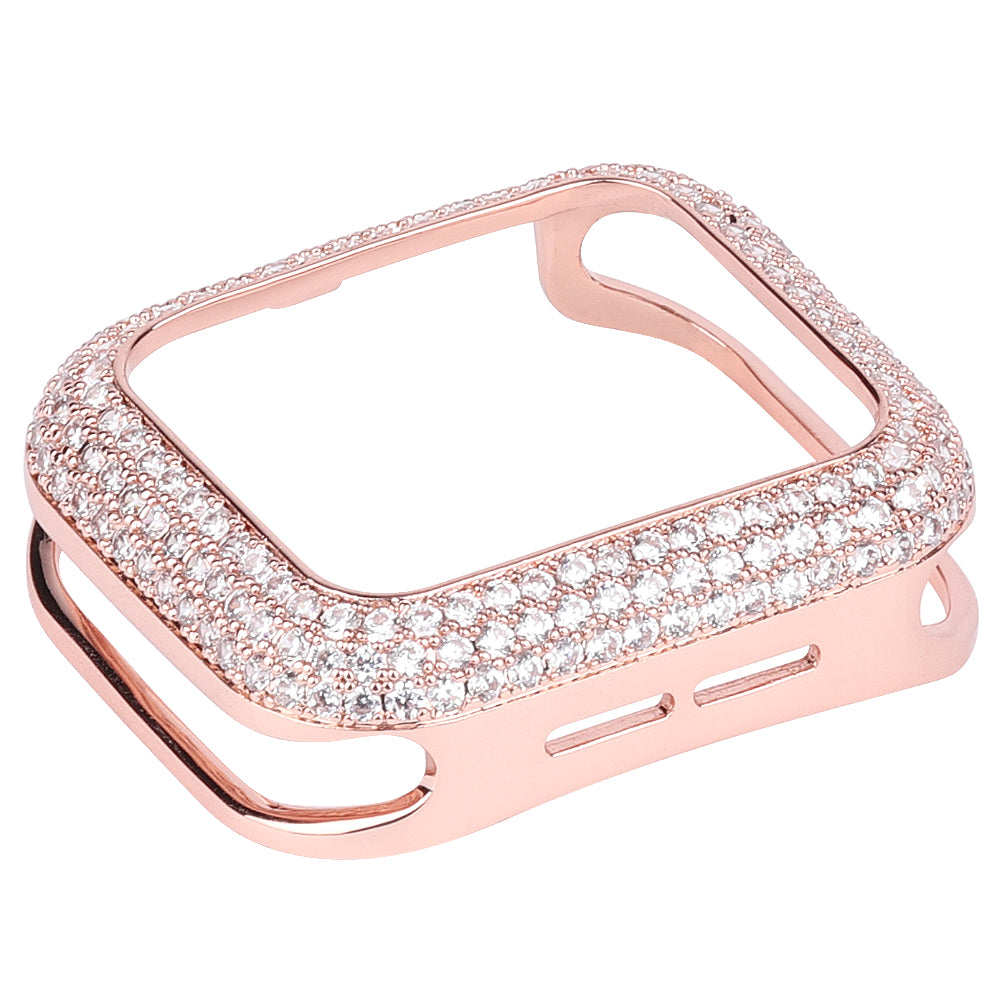 Zircon Decor Scratch-resistant Copper Watch Case Protective Cover for Apple Watch SE / SE (2022) 40mm / Series 6 / 5 / 4 40mm - Rose Gold - UNIQBUY