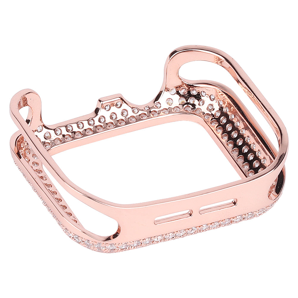 Zircon Decor Scratch-resistant Copper Watch Case Protective Cover for Apple Watch SE / SE (2022) 40mm / Series 6 / 5 / 4 40mm - Rose Gold - UNIQBUY