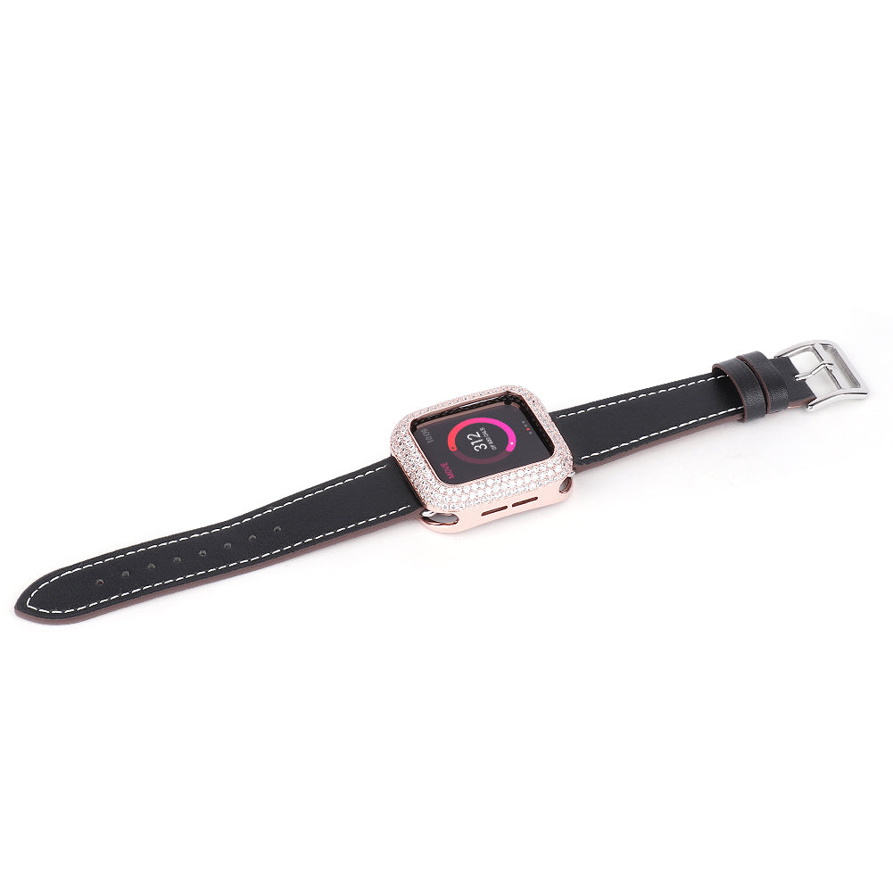 Zircon Decor Scratch-resistant Copper Watch Case Protective Cover for Apple Watch SE / SE (2022) 40mm / Series 6 / 5 / 4 40mm - Rose Gold - UNIQBUY