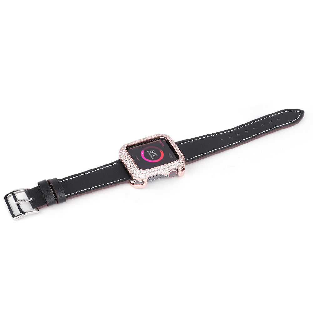 Zircon Decor Scratch-resistant Copper Watch Case Protective Cover for Apple Watch SE / SE (2022) 40mm / Series 6 / 5 / 4 40mm - Rose Gold - UNIQBUY