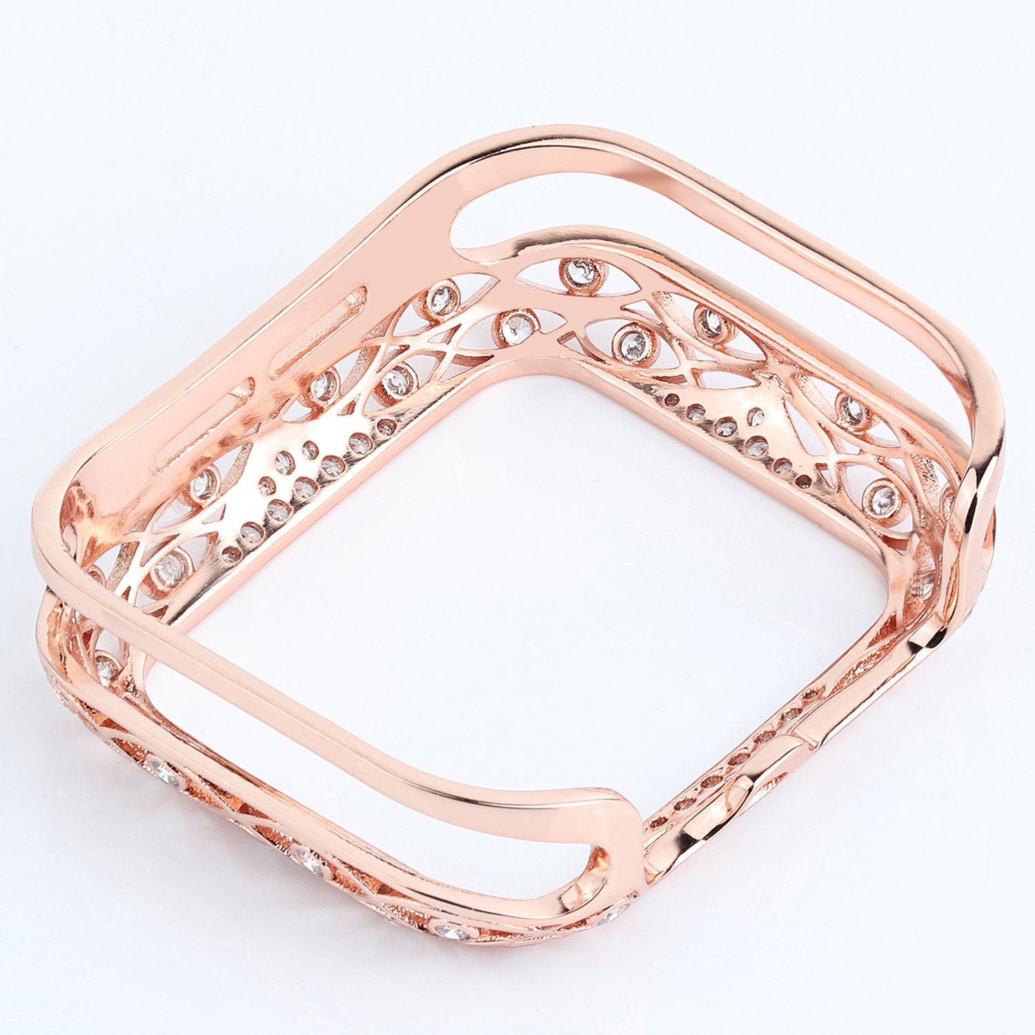 Zircon Decor Hollow-out Copper Protective Watch Case Shell for Apple Watch Series 4 / 5 / 6 44mm / SE 44mm / SE (2022) 44mm - Pink - UNIQBUY