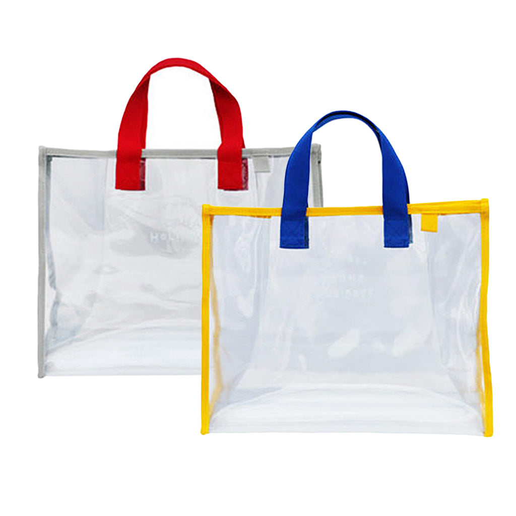 Clear Work Tote Shoulder Summer Beach Bag Purse Security Transparent Red