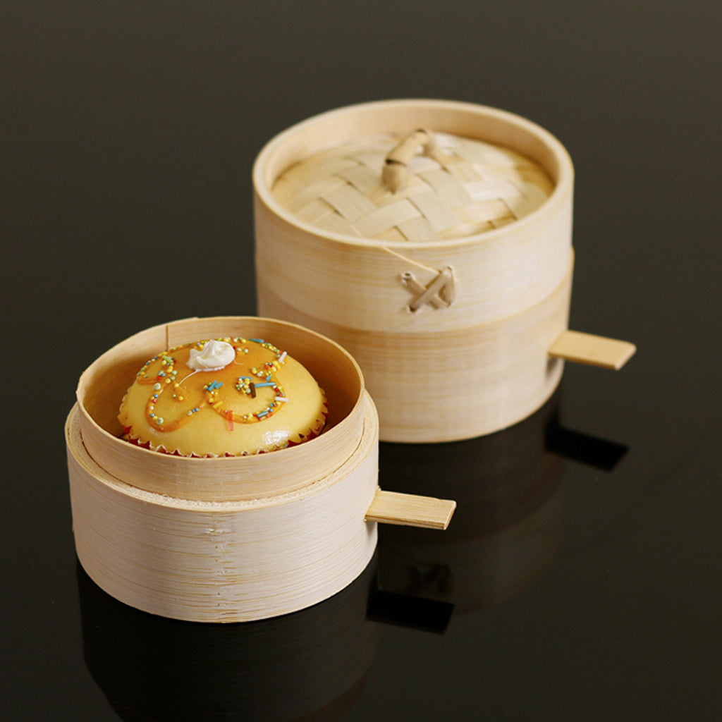 Kitchen Bamboo Steamer Basket Food Steamer for Dim Sum Dumpling 9cm