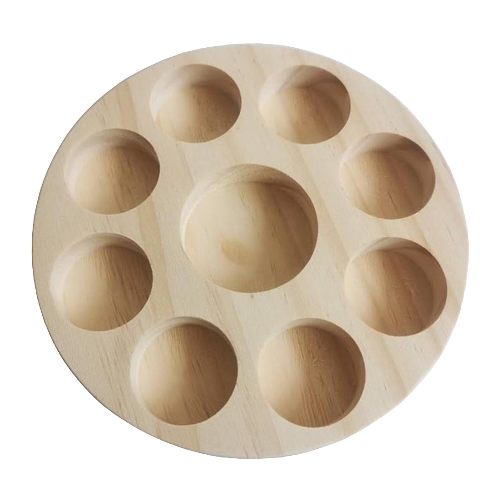 Round Wooden Essential Oil Display Stand Rack Shelf Organizer w/9 Slots