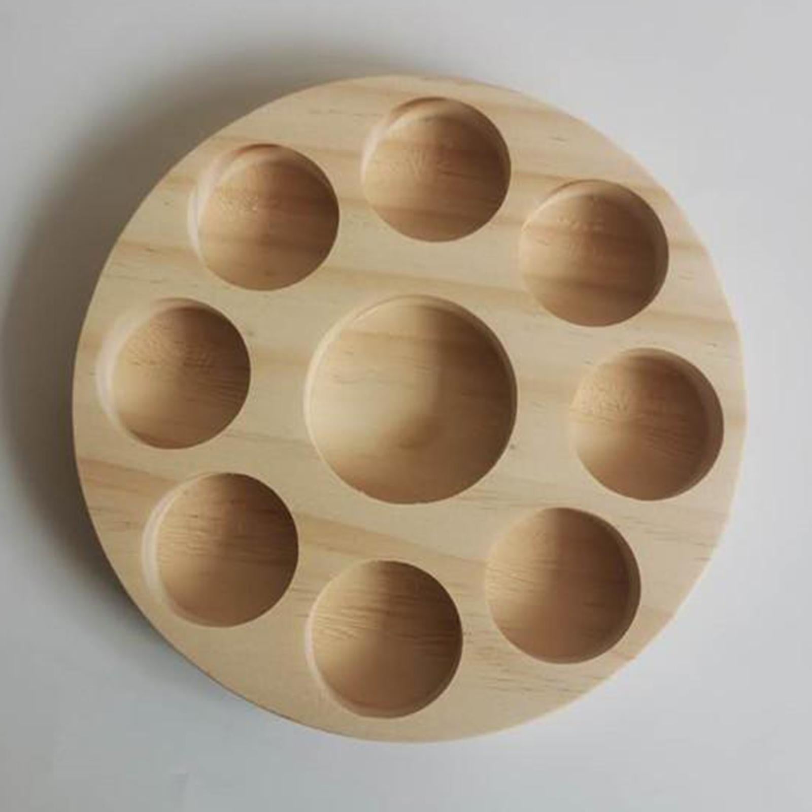 Round Wooden Essential Oil Display Stand Rack Shelf Organizer w/9 Slots