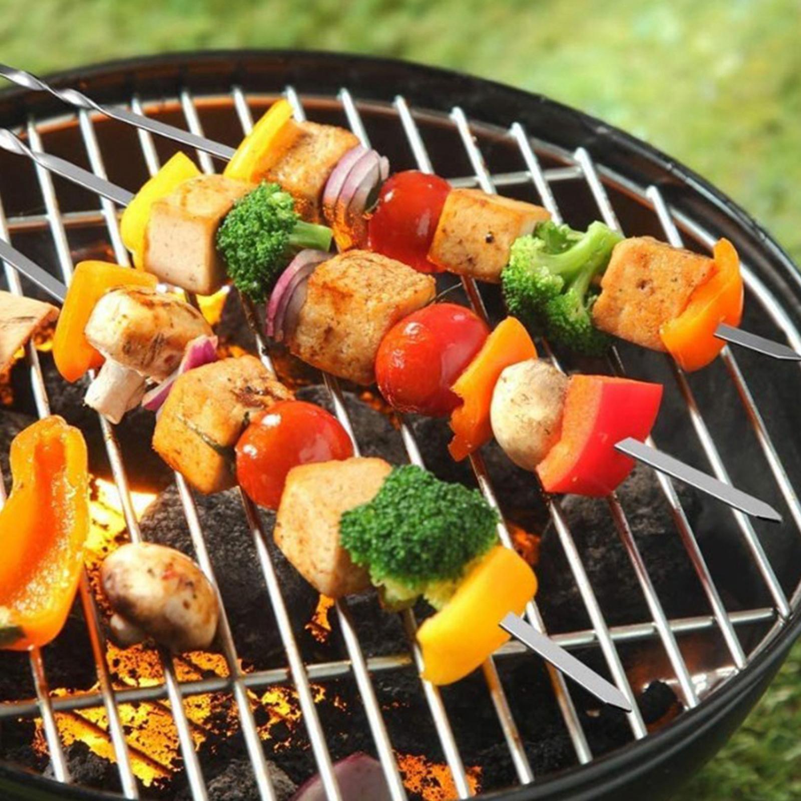 10xStainless Steel BBQ Skewers Grilling Skewer Barbecue Skewers Needle Stick