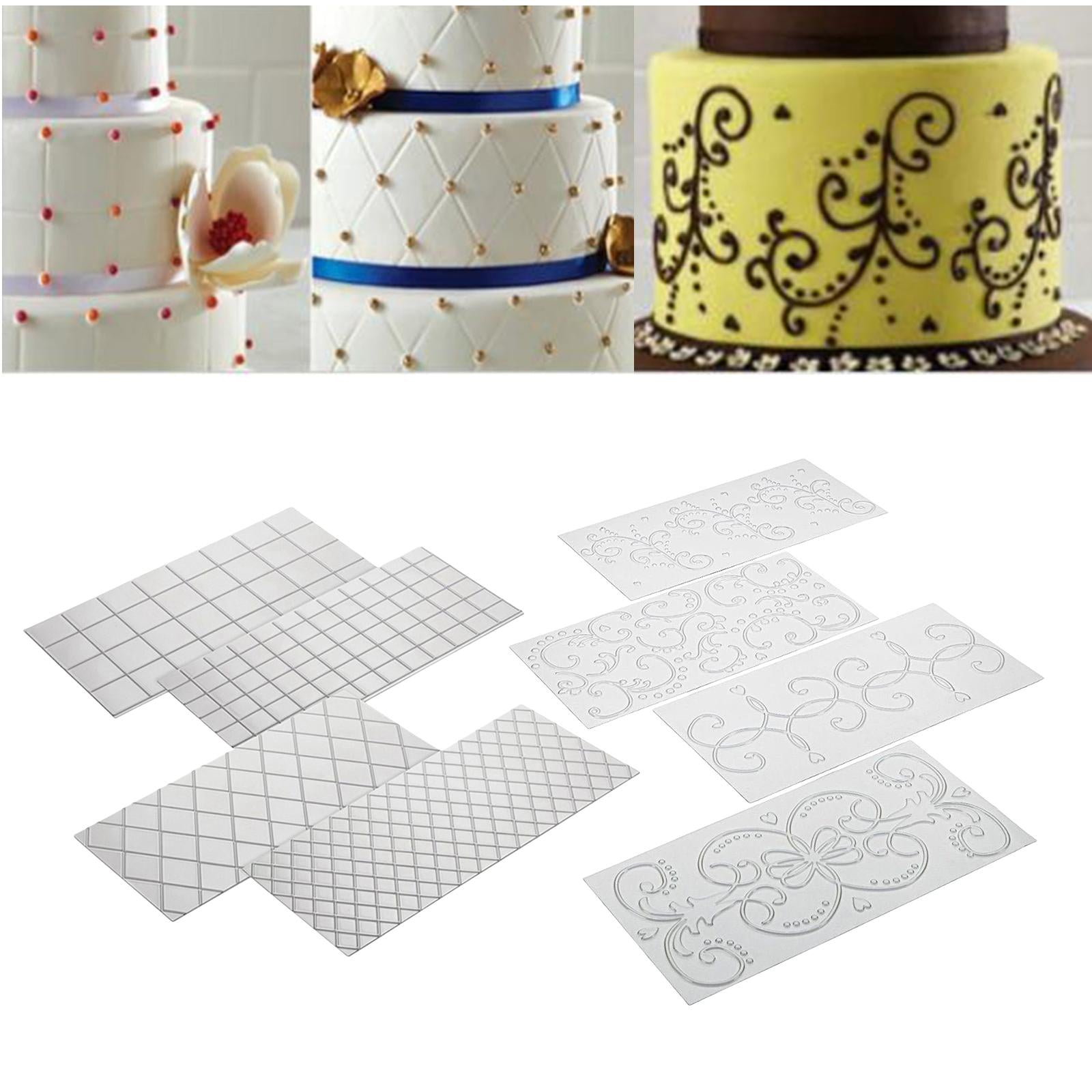 DIY Cake Fondant Impression Mat Cake Border Decorating Tools Grid Pattern