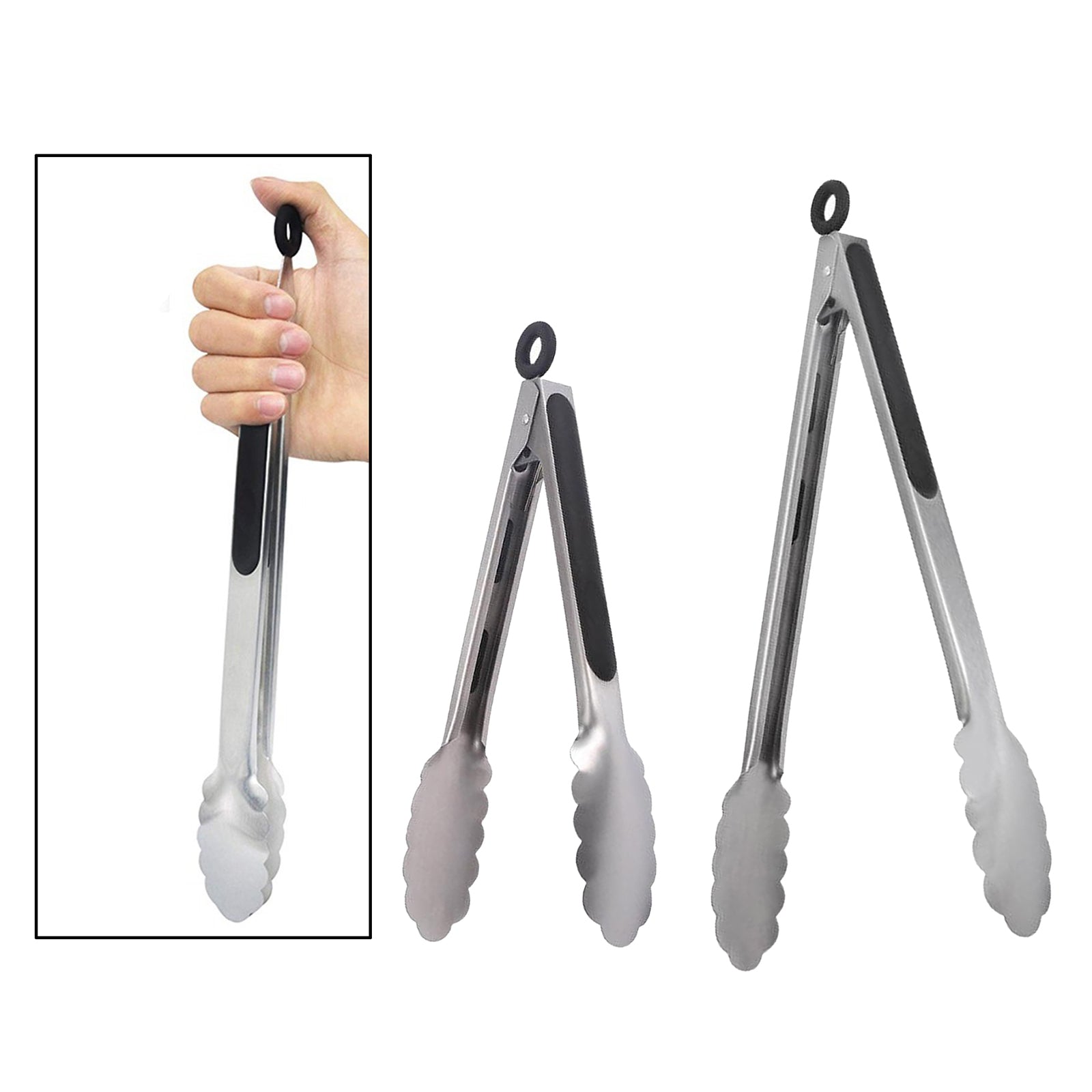 Kitchen BBQ Grilling Tool Set- Stainless Steel Tong Non-Stick Tongs 9inch