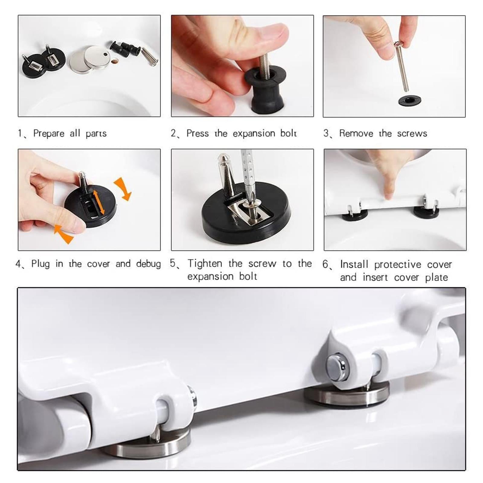 Toilet Seat Hinge Fixings Top Fix Screws Rubber expansion screw 14mm gasket