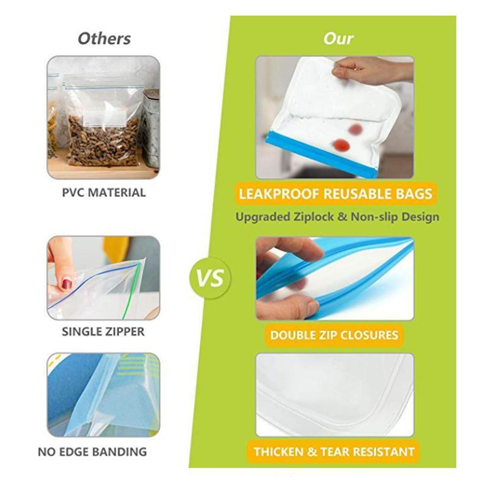 Leakproof Silicone Food Storage Bag Zip 1pc 16x22cm