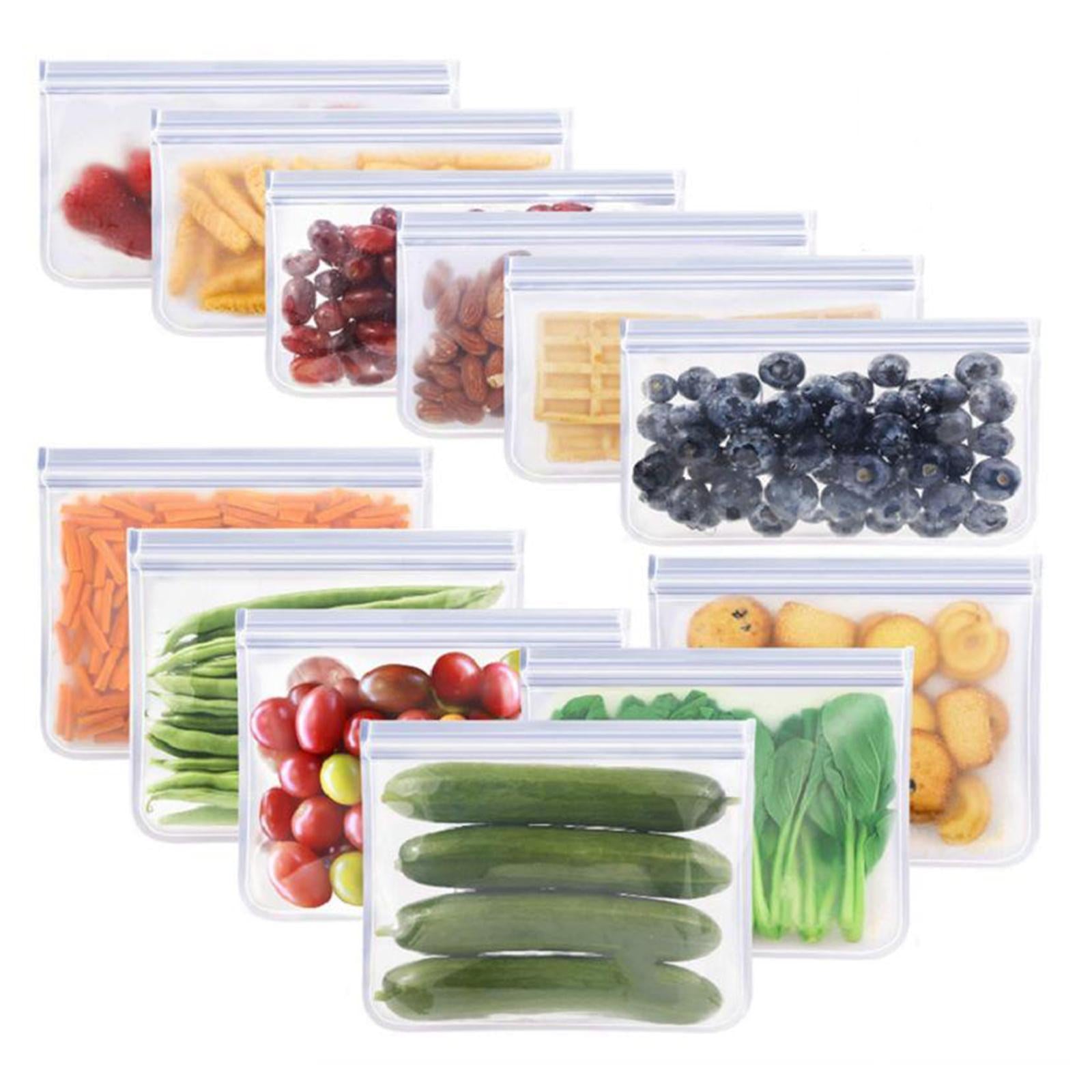 Leakproof Silicone Food Storage Bag Zip 2pcs 16x22cm and 4pcs 19.4x22cm